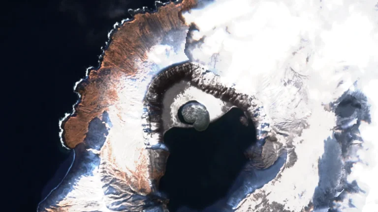 Aerial view of Simushir Island, Kuril Islands